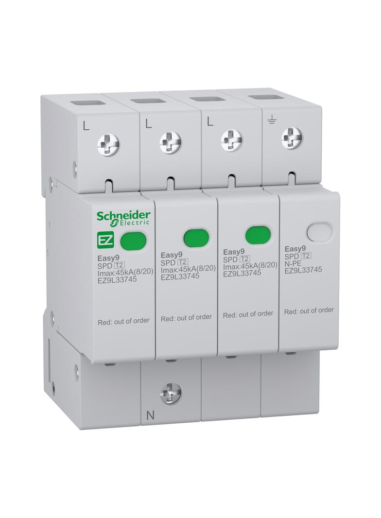 Ogranicznik przepięć Easy9 PRO 3P+N Typ 2 Imax 45kA In 20kA Up 1,5 kV EZ9L33745 Schneider