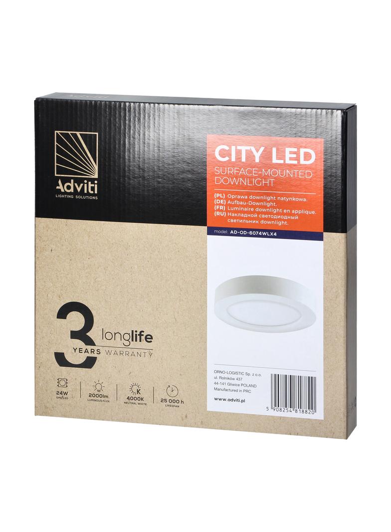 CITY LED 24W oprawa downlight natynkowa okrągła 1900lm 4000K biała wbudowany zasilacz LED AD-OD-6074