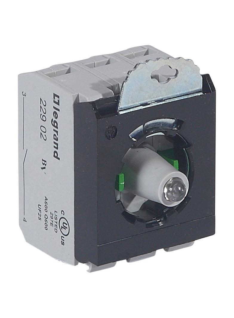 OSMOZ KORPUS KOMPLETNY, GŁÓWKA PODŚWIETLANA ZIELONA 24 V, 2Z + UCHWYT POTRÓJNY ZACISKI ŚRUBOWE, Legr