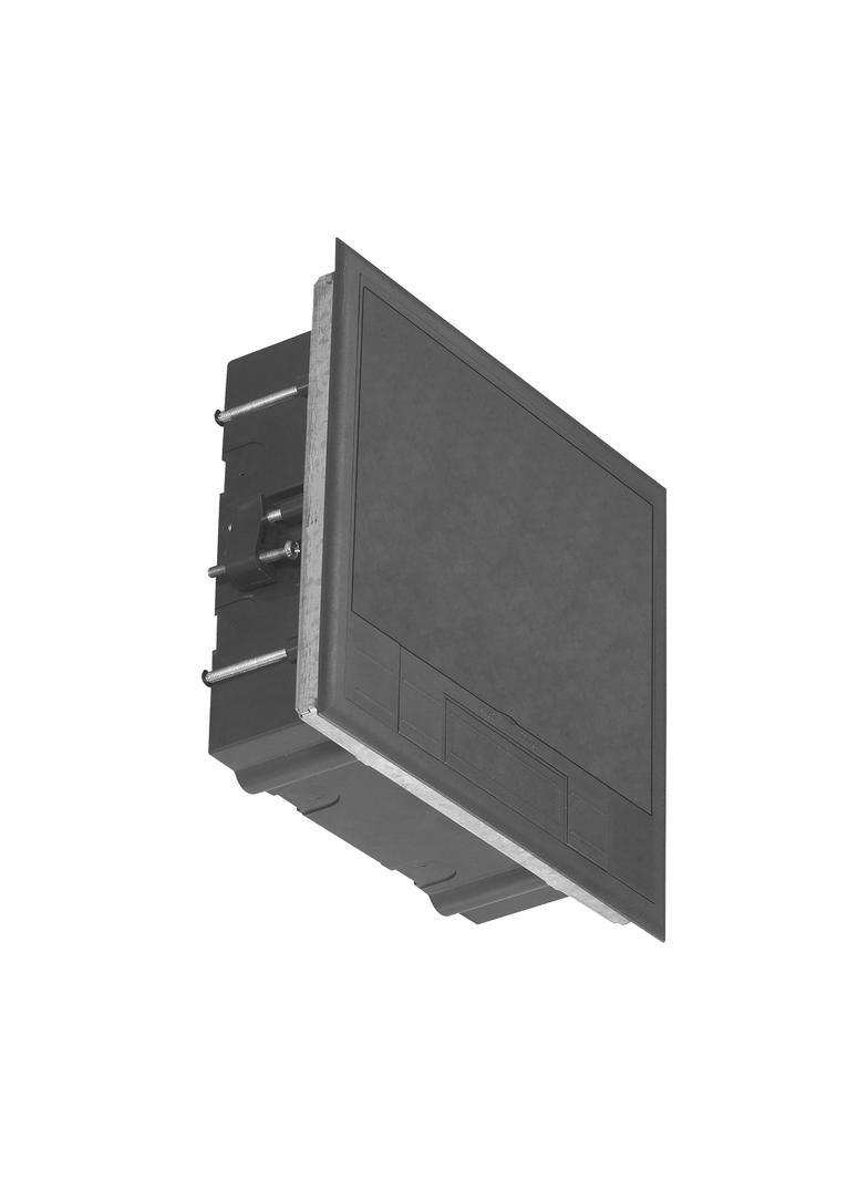 Puszka podłogowa na gniazda modułowe 6 x 45x45mm lub 12 x 22,5x45mm, pokrywa: plastik, czarna