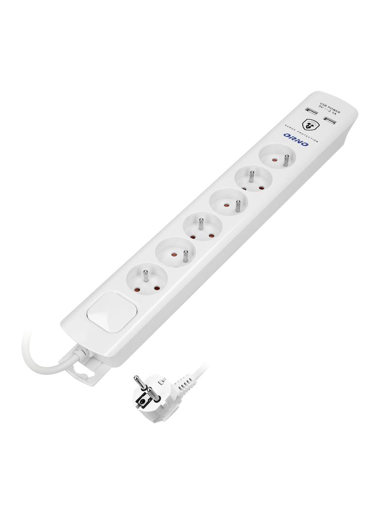 Listwa przeciwprzepięciowa 6 gniazd kabel 3x1,0mm2 długość 3m z wyłącznikiem podświetlanym dwutorowy