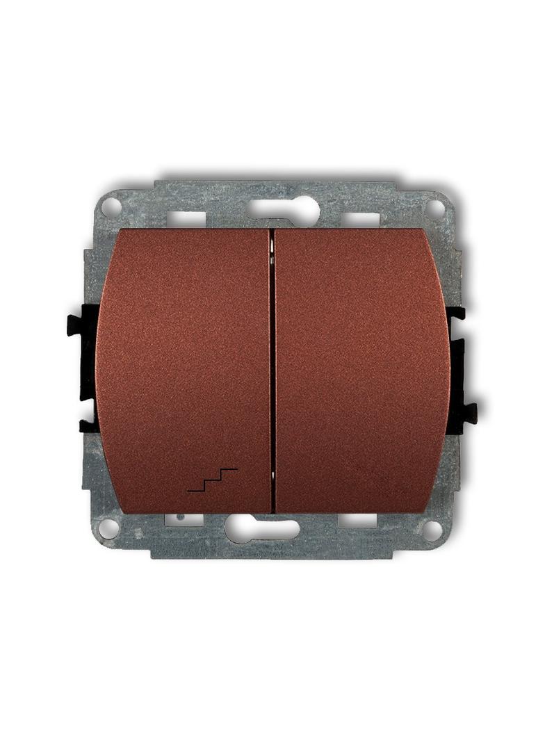 TREND Mechanizm łącznika jednobiegunowego ze schodowym (wspólne zasilanie) brązowy metalik