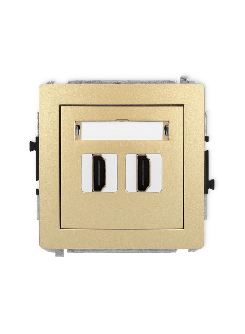 DECO Mechanizm gniazda podwójnego HDMI 2.0 złoty