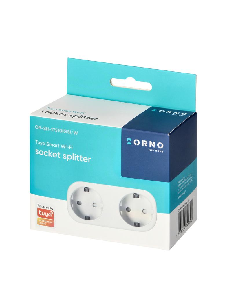 Rozgałęźnik bezprzewodowy podwójny Tuya Smart Wi-Fi, Schuko, biały