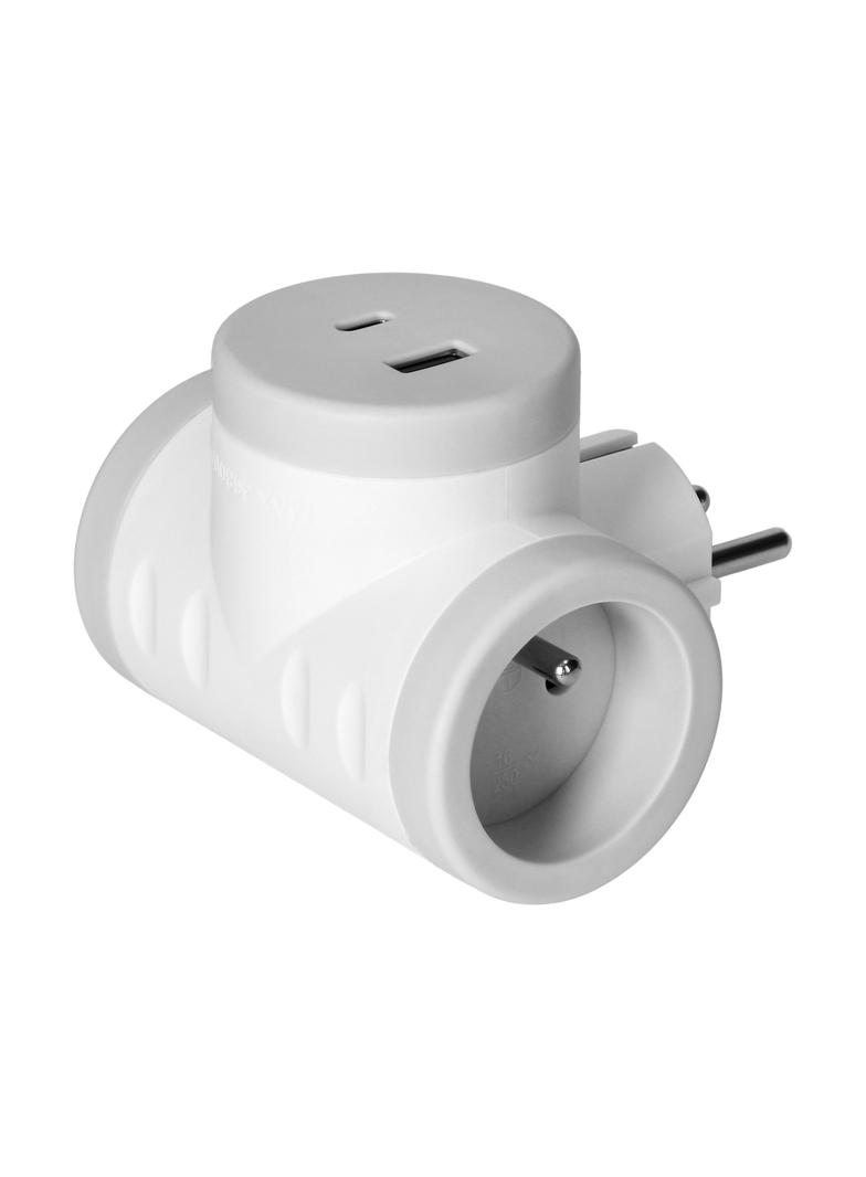 Rozgałęźnik elektryczny 2 gniazda USB + USB-C szybkie ładowanie