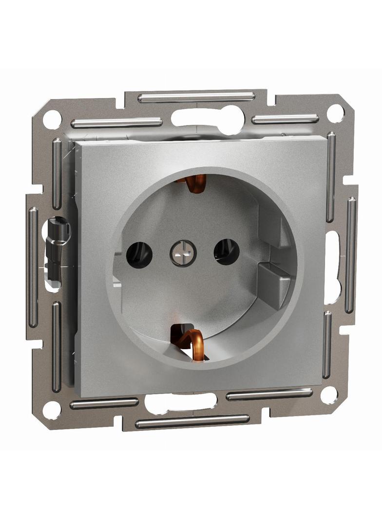 Asfora, gniazdo pojedyncze schuko, bez ramki, aluminium