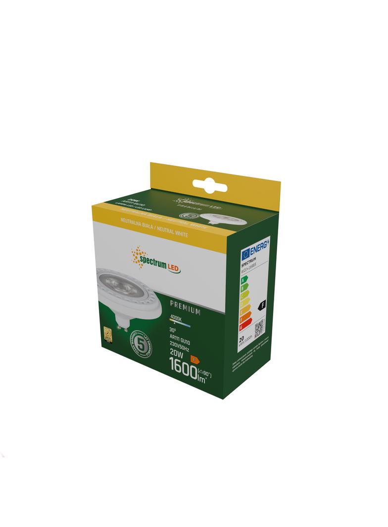 Żarówka LED AR111 GU10 230V 20W COB 30ST NW b. neutralna RA90 BIAŁY 5 lat gw. Spectrum LED
