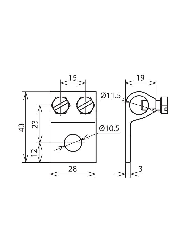 Łącznik do drutu fi 7-10 mm z otworem 10,5 mm, wariant B, Al