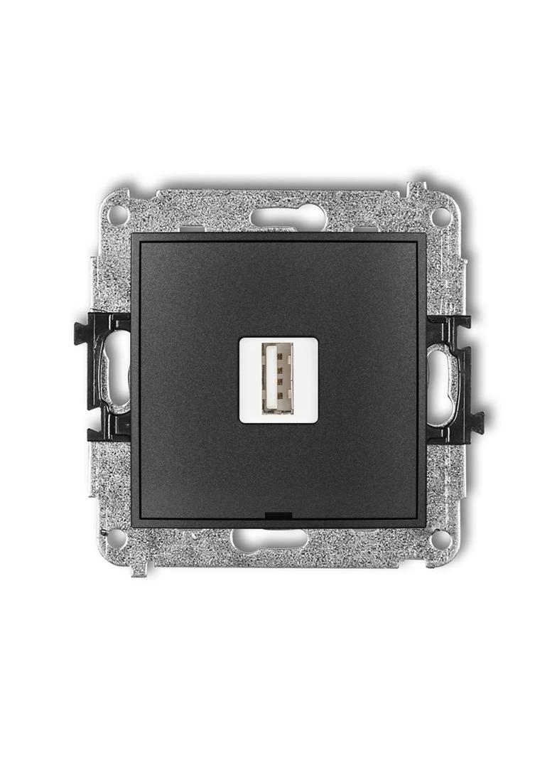 ICON Ładowarka USB pojedyncza USB A, 10W max., 5V, 2A, bez pola opisowego grafitowy 11ICUSBBO-3 KARLIK
