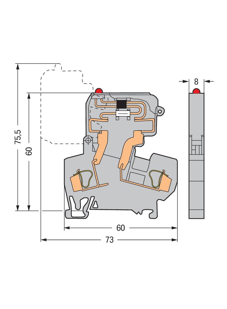 złączka bezpiecznikowa 4 mm2 szara