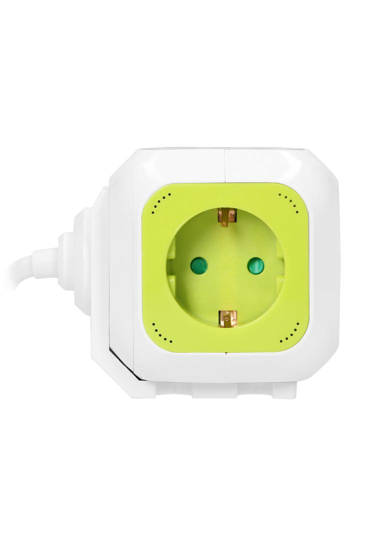 Przedłużacz Kostka 4x2P+Z(Schuko) ładowarka 2xUSB 1,4m H05VV-F 3x1,5mm2 limonkowy OR-AE-13144(GS)/L