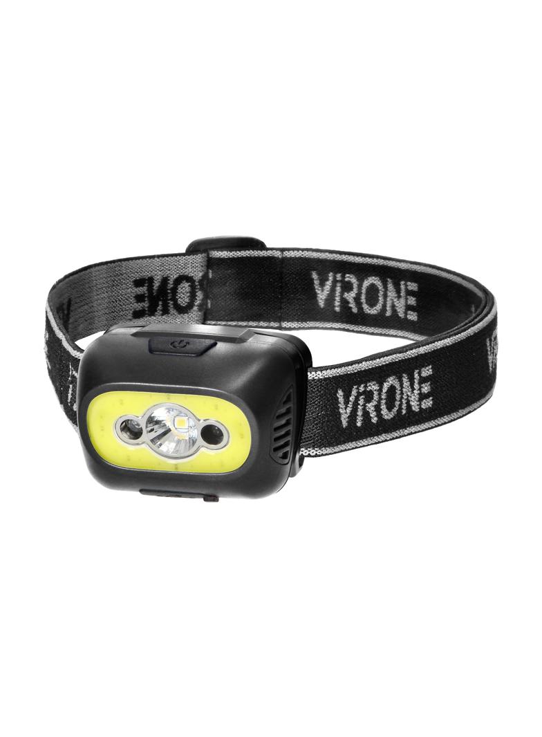 Latarka czołowa COB+LED, ładowanie USB, czujnik ruchu, czarna