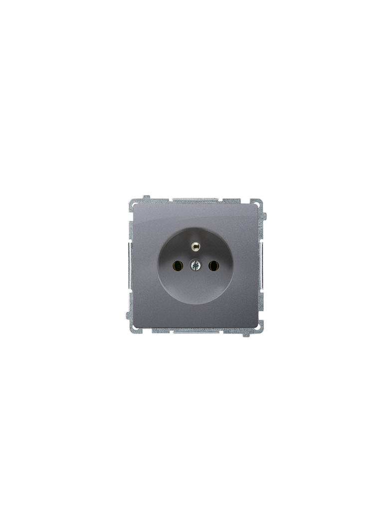 Simon Basic Gniazdo wtyczkowe pojedyncze z uziemieniem 16A 250V z przesłonami torów prądowych szybkozłączka srebrny mat BMGZ1CZ.01/43 BMGZ1cz.01/43 KONTAKT