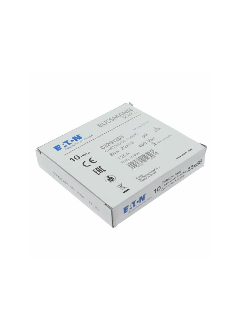 C22G125S Wkładka cylindryczna z wybijakiem 22x58 125A GG 400V AC C22G125S EATON
