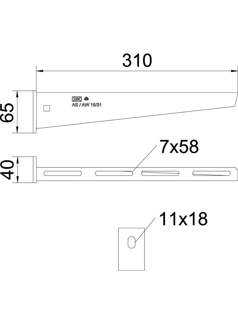 AW 15/31, WSPORNIK ŚCIENNY 310MM VA-4301