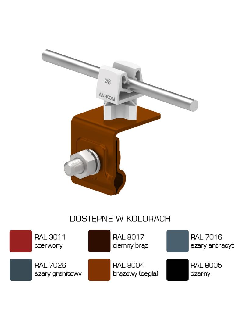 AN-06HN/LA/S Uchw.na felc uniwersal.Z-zatrz.H=3,5cm/LA/ szary