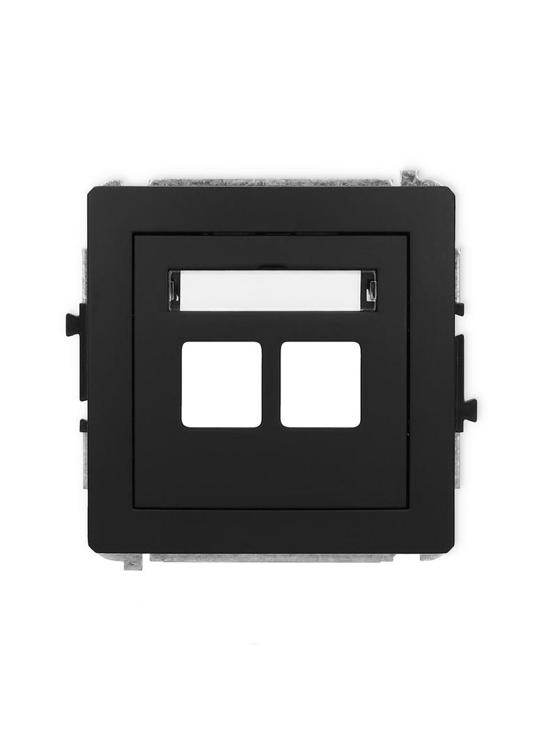 DECO Gniazdo antenowe multimedialne podwójne bez modułu (standard Keystone) czarny mat 12DGM-2P KARLIK