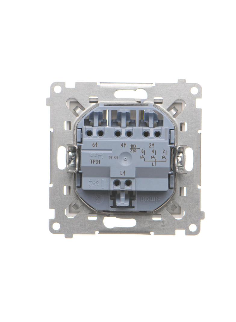 Simon 55 Przycisk zwierny potrójny szybkozłączka Szampański mat