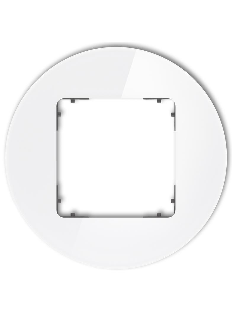 ICON Ramka uniwersalna pojedyncza okrągła - efekt szkła (ramka: biała; spód: grafitowy mat) biały
