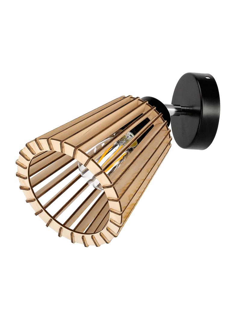 DELOS kinkiet 1P E27, max.60W, czarny, drewno