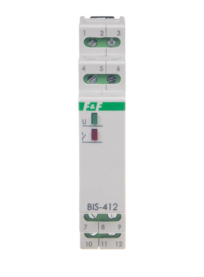 Przekaźnik bistabilny grupowy 9-30 V AC/DC na szynę DIN z przekaźnikiem inrush 160A/20ms BIS-412-LED-24V F&F