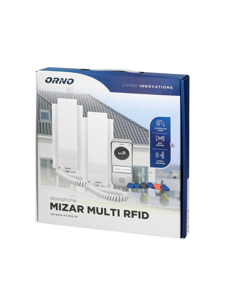 Zestaw domofonowy 2-rodzinny z interkomem natynkowy z czytnikiem breloków MIZAR MULTI OR-DOM-AT-930/