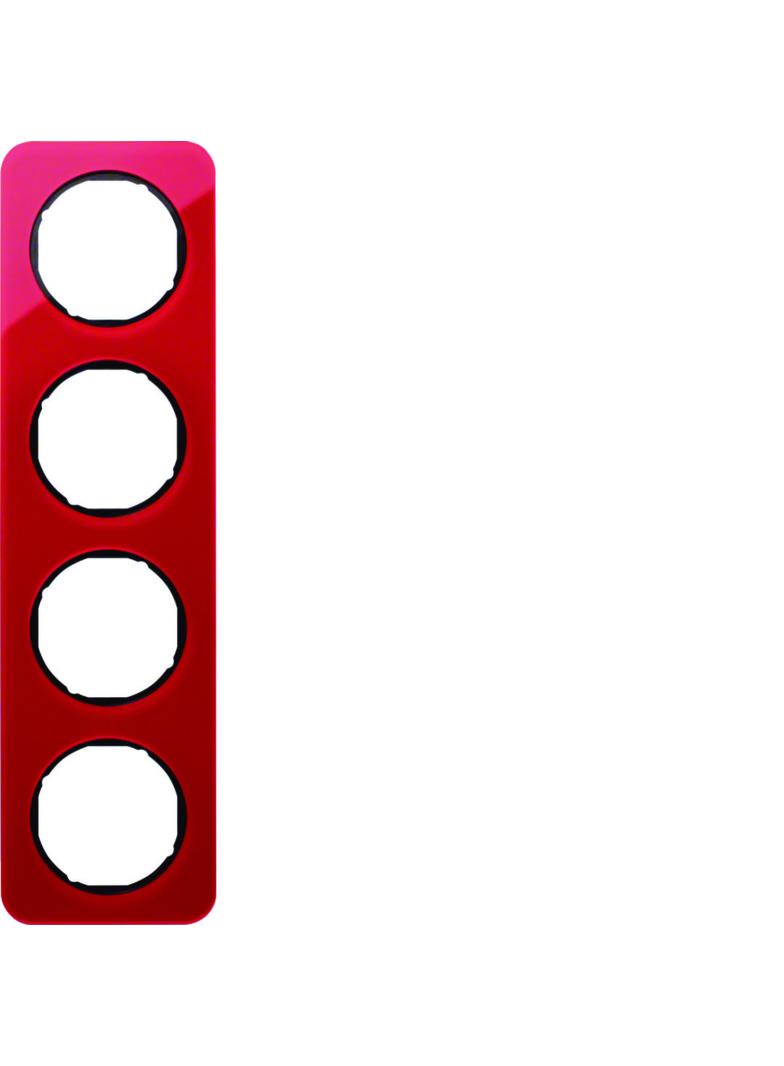 BERKER R.1 Ramka poczwórna akryl czerwony przezroczysty/czarny 10142344 HAGER