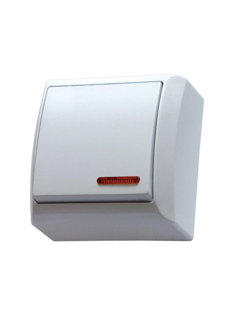 BIS Łącznik jednobiegunowy z podświetleniem pomarańczowym - kolor biały