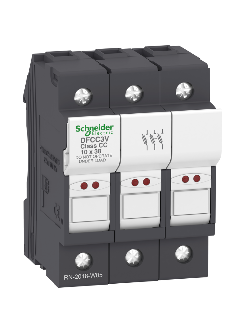 Podstawa bezpiecznikowa wielkość CC 30A 3P ze wskaźnikiem przepalenia wkładki