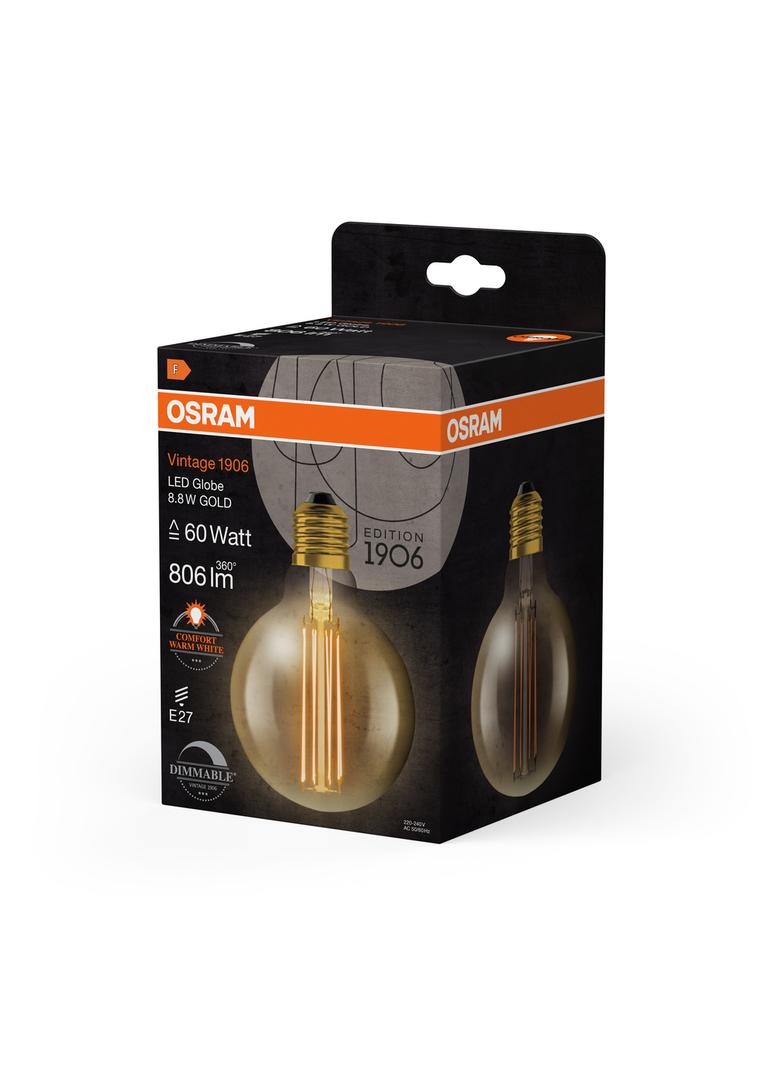 Lampa LED Vintage 1906 GOLD 95 dim 8,8W/822 szkło przezroczyste E27