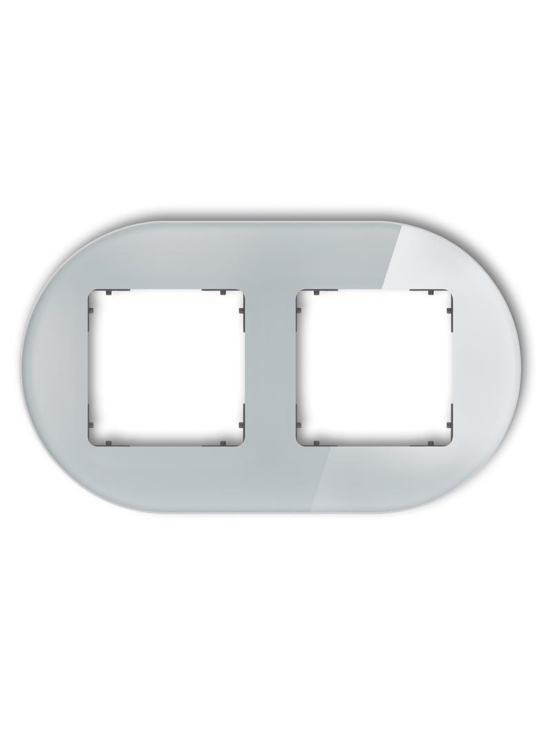 ICON Ramka uniwersalna podwójna okrągła - efekt szkła (ramka: szara; spód: grafitowy mat) szary