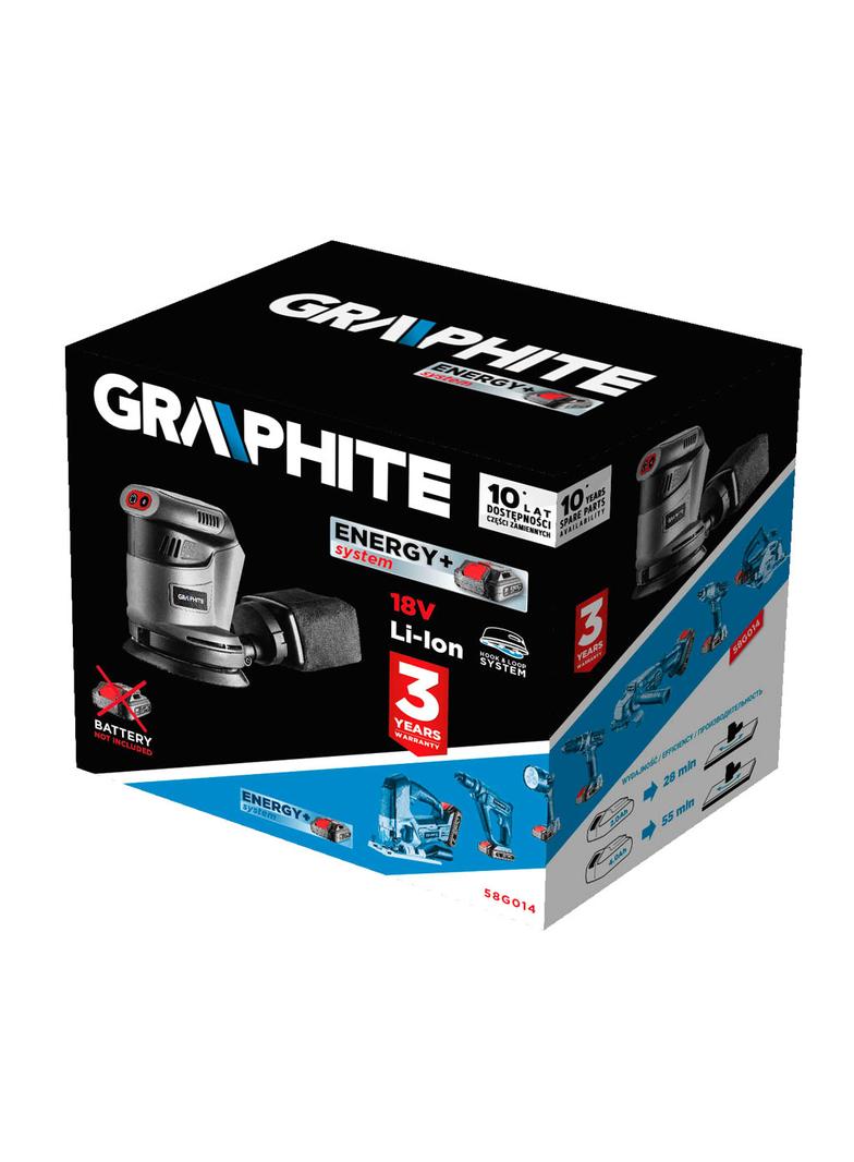 Szlifierka mimośrodowa Energy+ 18V, Li-Ion, stopa 125 mm, bez akumulatora