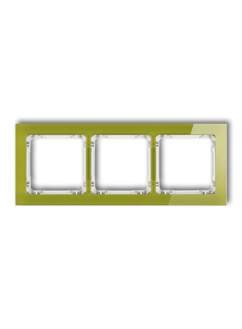 DECO Ramka uniwersalna potrójna - efekt szkła (ramka zielona; spód biały)