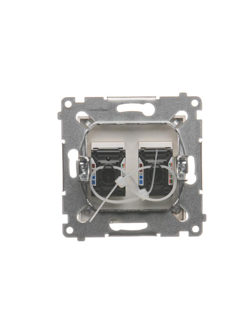 Simon 54 Gniazdo komputerowe podwójne RJ45 kategoria 6 z przesłoną przeciwkurzową złoty mat D62.01/44 KONTAKT