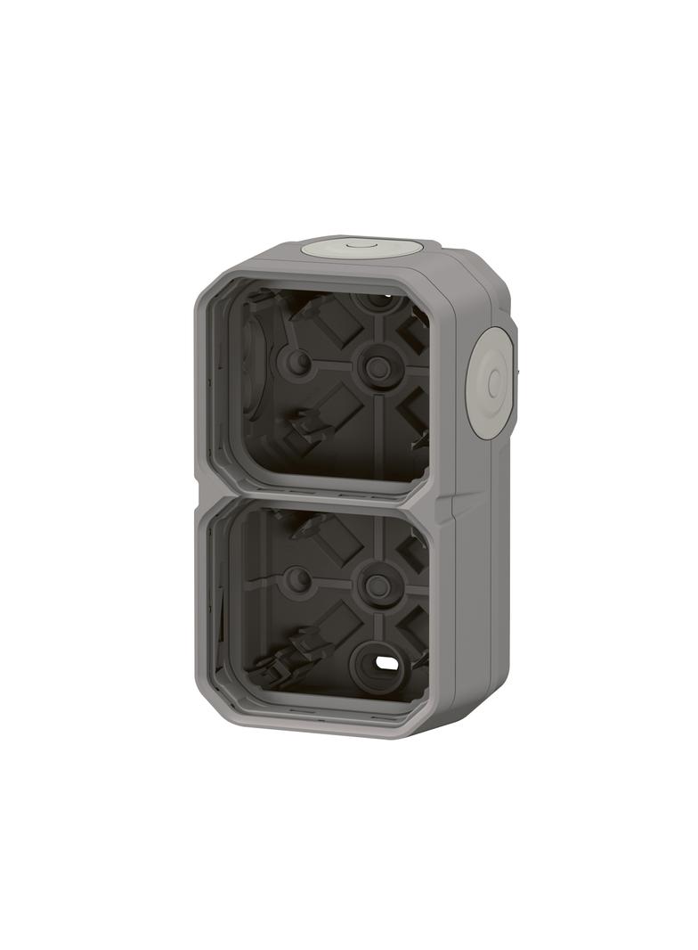 NOWE PLEXO - PUSZKA NATYNKOWA PODWÓJNA Z PRZEPUSTEM MEMBRANOWYM SZARA