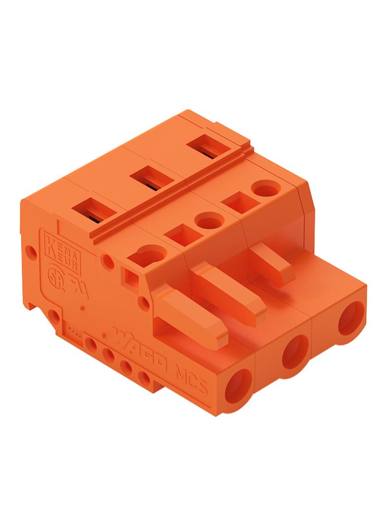 MCS-MIDI Classic gniazdo 3-bieg. pomarańczowe raster 7,62 mm /100szt./ WAGO