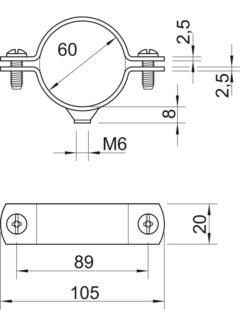 2900/W, ŚRUB.OBEJMY DYSTANS.2" M6