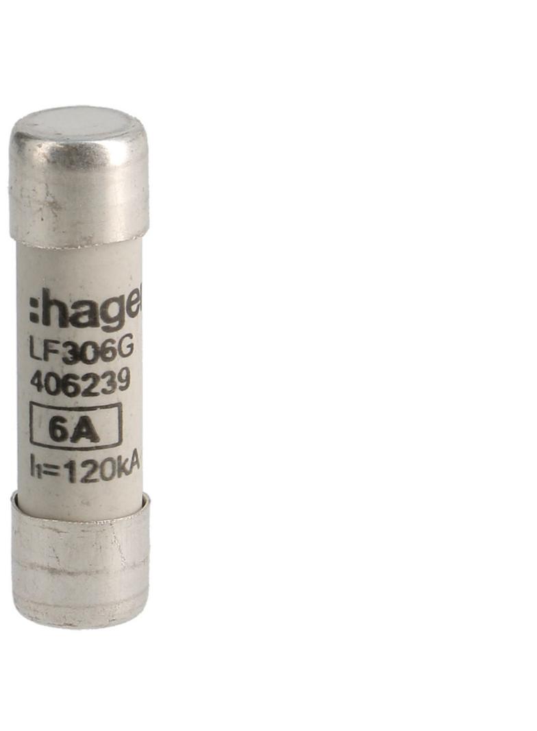 Wkładka bezpiecznikowa cylindryczna CH-10 10x38mm gG 6A 500VAC LF306G HAGER