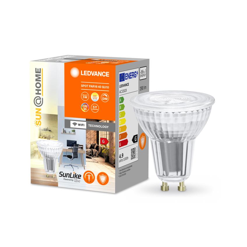 Żarówka LED GU10 PAR16 4,9W = 40W 268lm CCT 38° CRI95 SMART+ WIFI Ściemnialna SUNATHOME CLASSIC 4058075575776 LEDVANCE