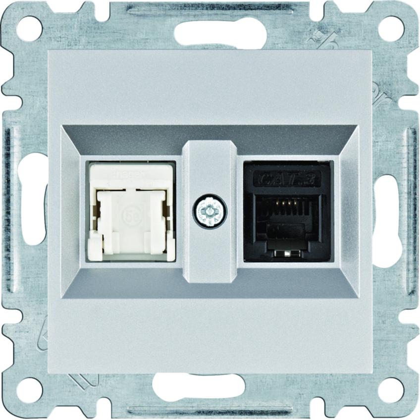 lumina Gniazdo RJ11/12 + RJ45, srebrny WL2212 HAGER