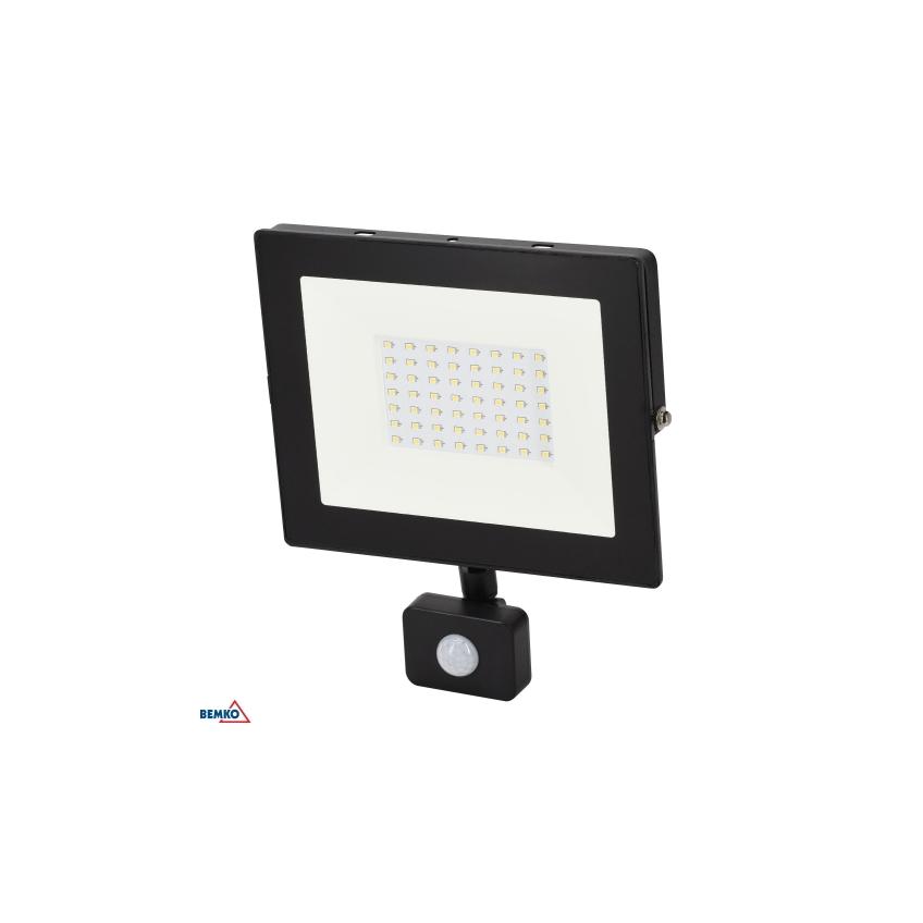 NAŚWIETLACZ LED SMD KASTEL 50W 6000K 4200LM IP65 CZARNY CZ. PIR