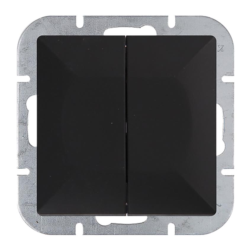 Łącznik podtynkowy schodowy podwójny Pearl, 10A, 250V, WP-2/5P, czarny