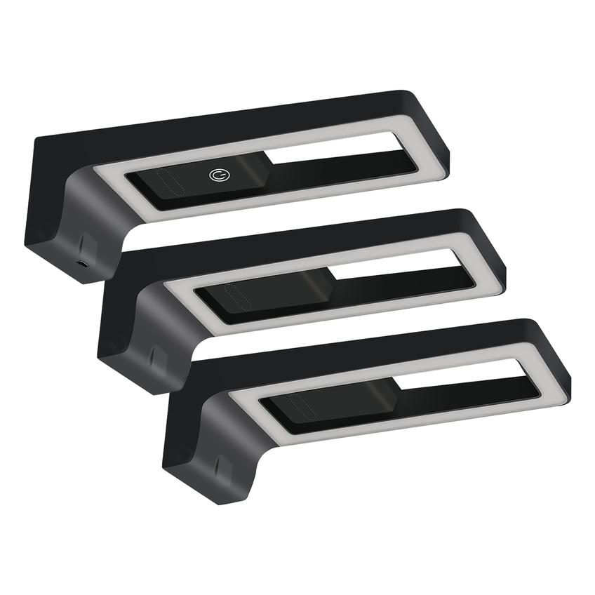ARTUS zestaw 3 lamp podszafkowych LED, 3x3W, 3x225lm, 4000K, z włącznikiem dotykowym i USB, czarne