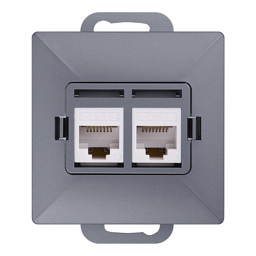 Gniazdo 2xRJ45 Cat5 Pearl, RJ45-5CAT/P2, antracyt