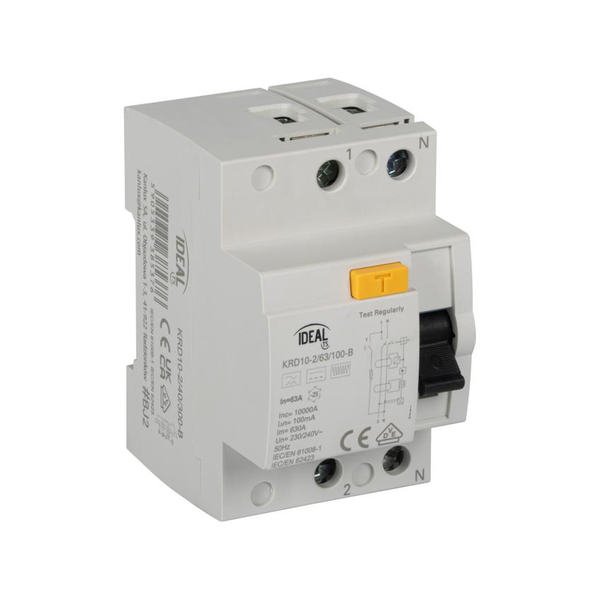 KRD10-2/63/100-B Wyłącznik różnicowoprądowy IDEAL TS 2P KRD10-2/63/100-B typ B KANLUX
