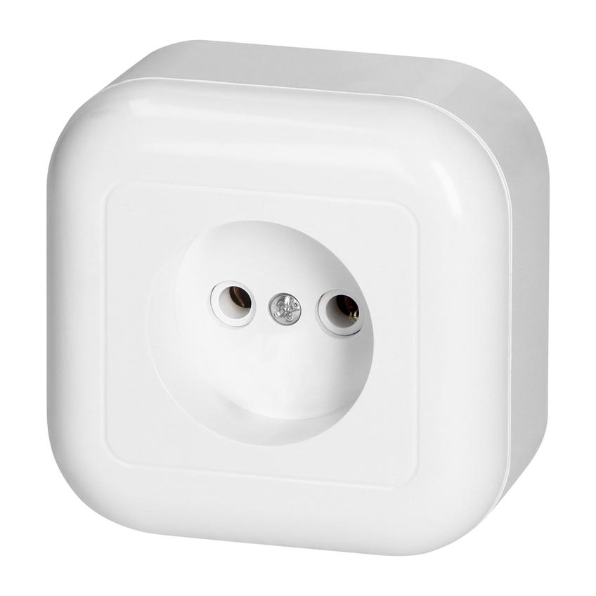 Gniazdo pojedyncze natynkowe 2p 16A, 250V, FAN, biały