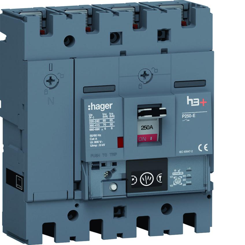 MCCB Wyłącznik mocy h3+ P250 4P 250A 70kA Energy