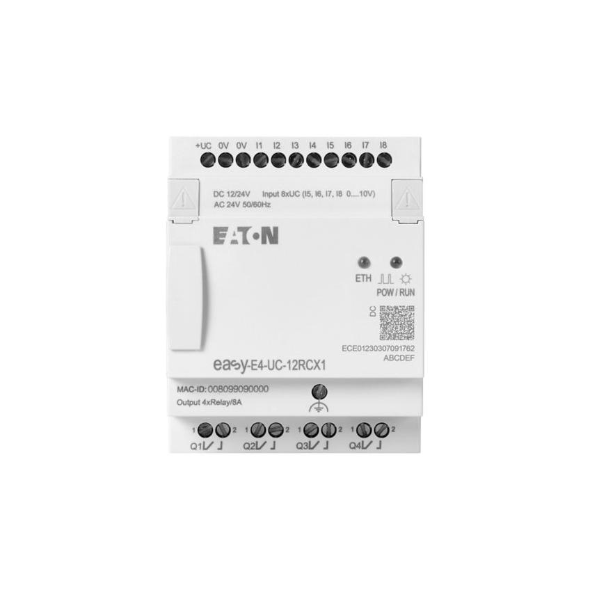 EASY-E4-UC-12RCX1 easyE4 12-24VDC 24VAC 8DI(4AI) 4DO-R bez wyświetlacza 197212 EATON