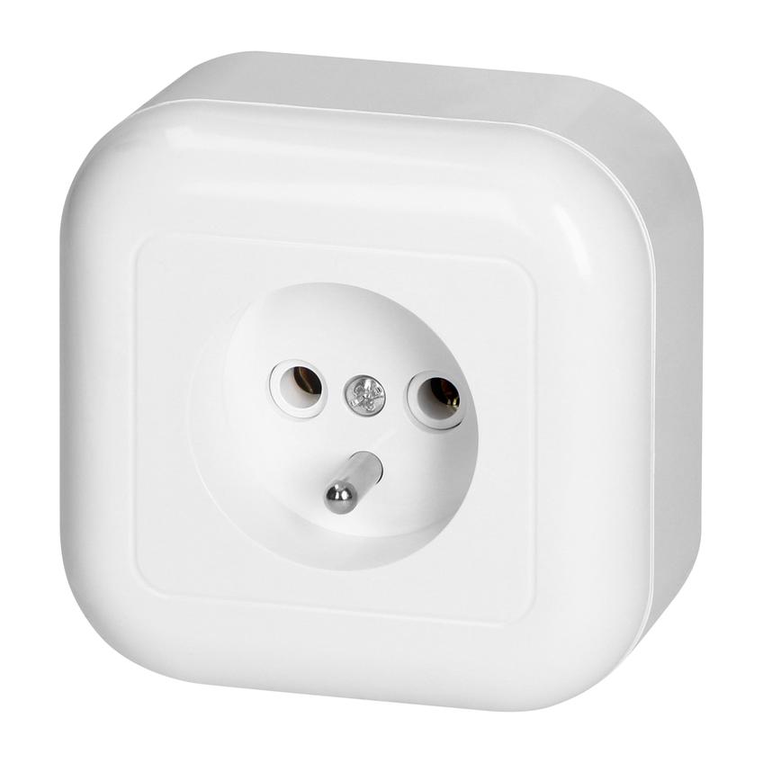Gniazdo pojedyncze natynkowe 2p+Z 16A, 250V, FAN, biały