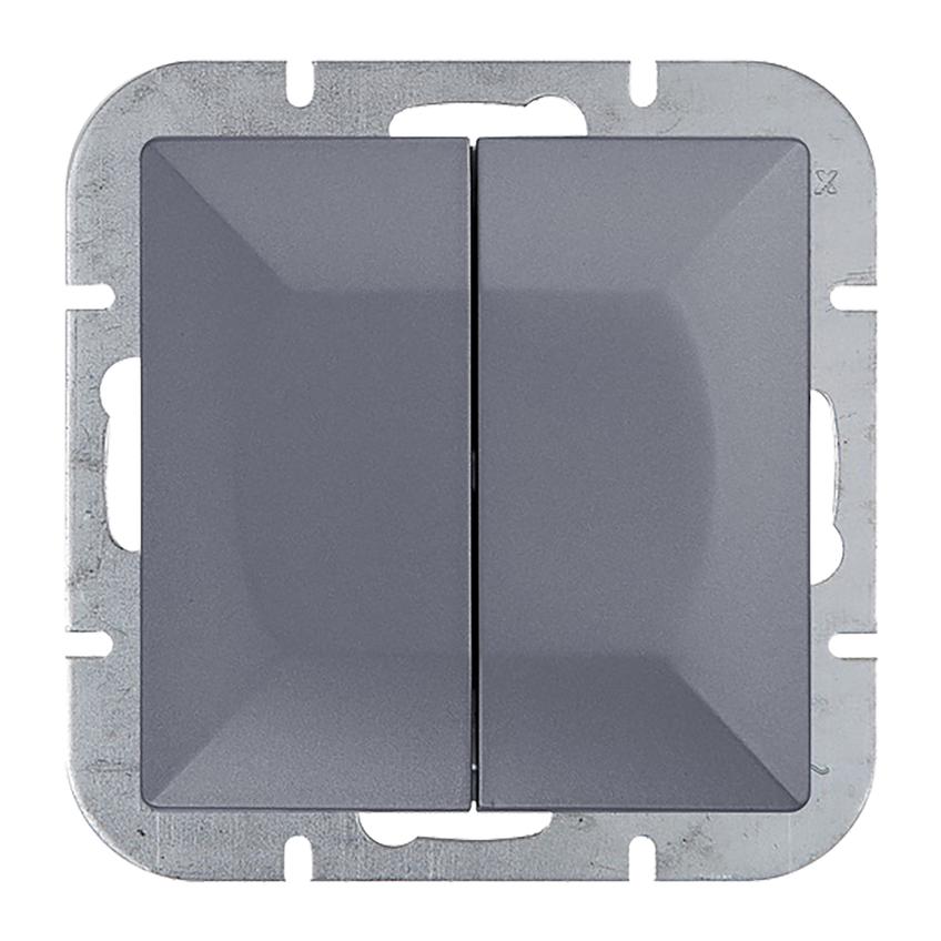 Łącznik podtynkowy schodowy podwójny Pearl, 10A, 250V, WP-2/5P, antracyt